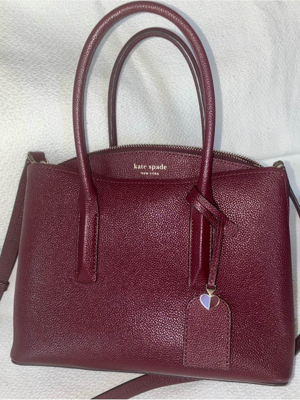 kate spade Burgundy Pebbled Leather Satchel/ Crossbody Handbag